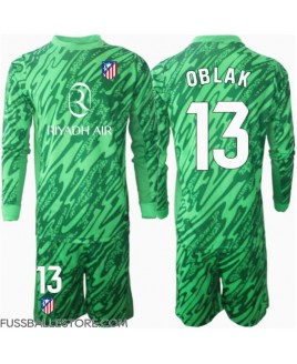 Günstige Atletico Madrid Jan Oblak #13 Torwart Auswärts Trikotsatzt Kinder 2024-25 Langarm (+ Kurze Hosen)